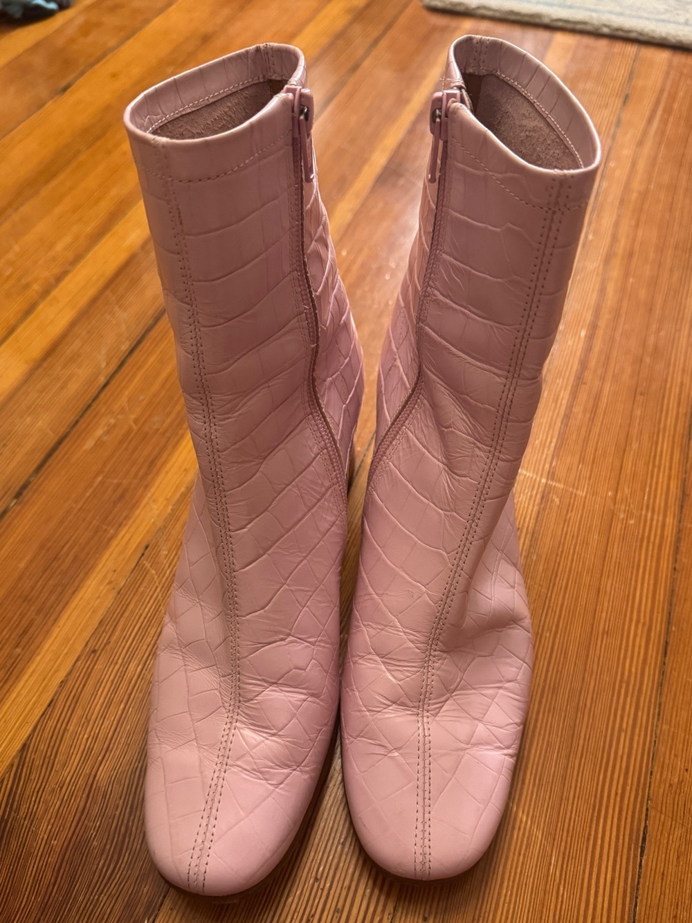 By Far Alligator Embossed Ankle Boots in Lilac Size 37/US 6.5